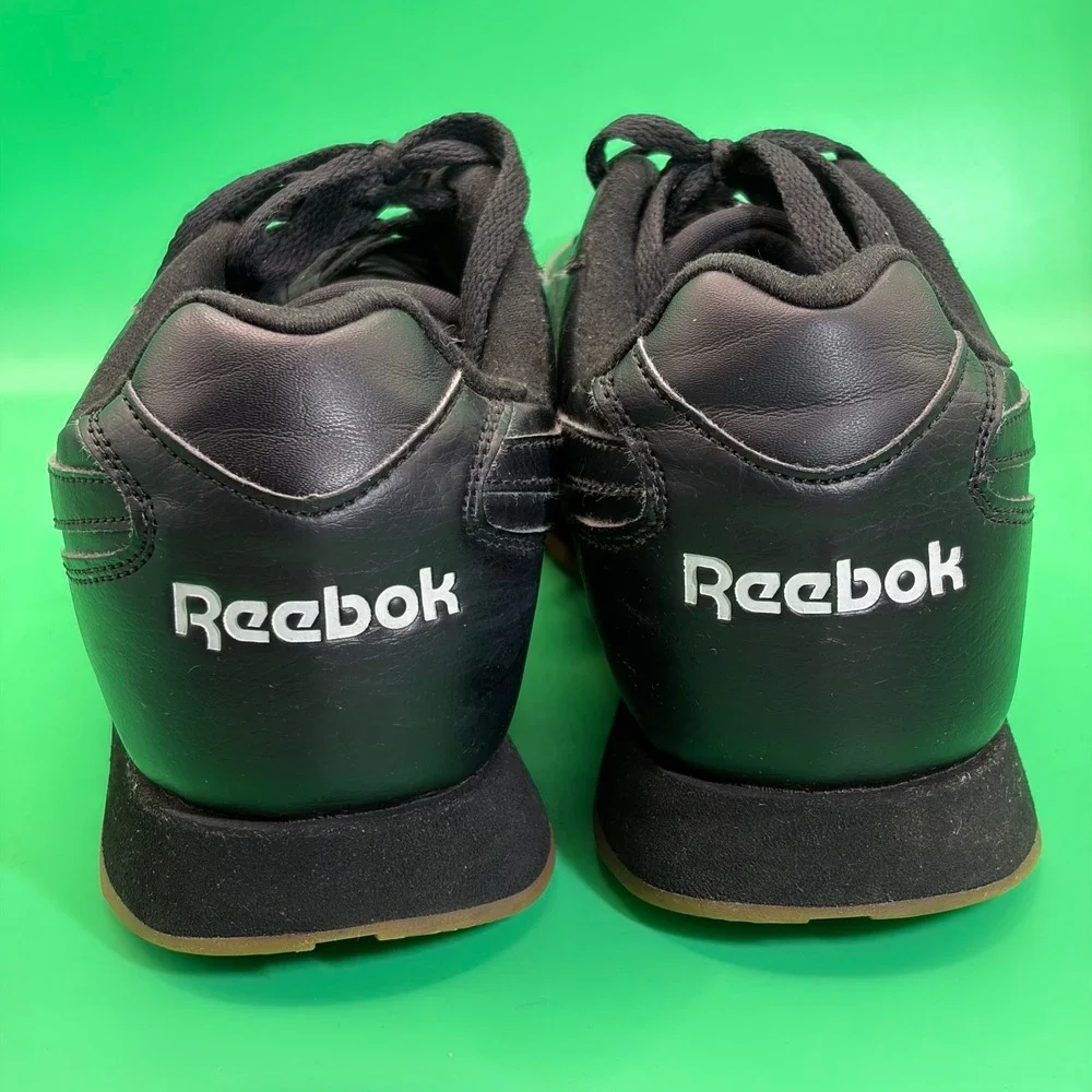 Reebok Classic Harman Leather Mens 11 Black‎ Gum Sole MemoryTech Sneakers CM9204